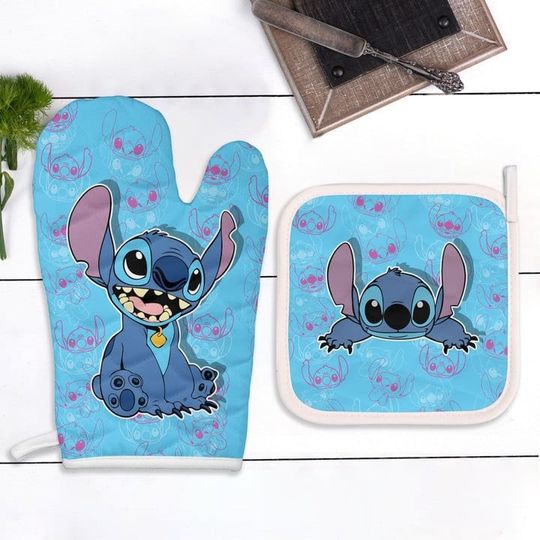 Stitch & Lilo Combo 2 Oven Mitts and 1 Pot-Holder, Stitch Cute Oven Mitts