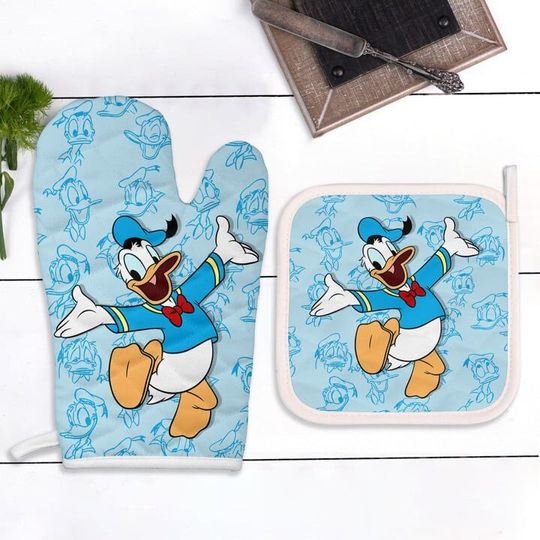 Donald Duck Combo 2 Oven Mitts and 1 Pot-Holder, Donald Duck Oven Mitts