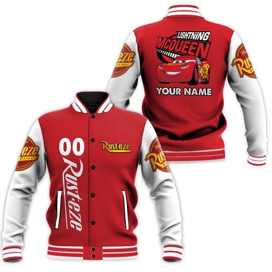 Personalized Cars Lightning McQueen Rusteze Disney Baseball Jacket
