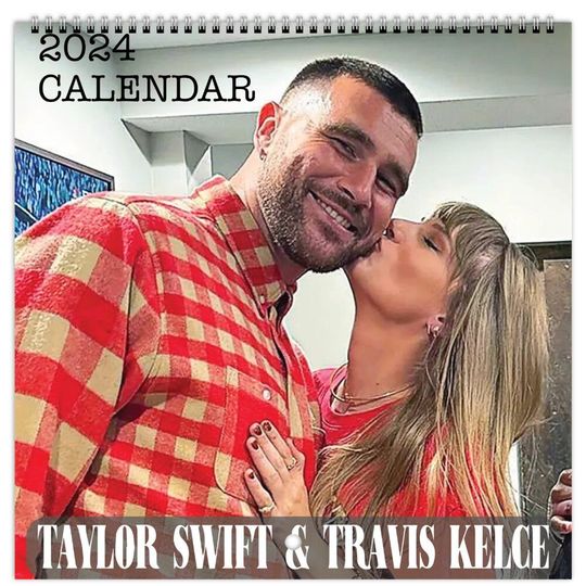 Travis and Taylor 2024 calendar, Swift, Kelce, Chiefs, Eras Tour, Gift, Football