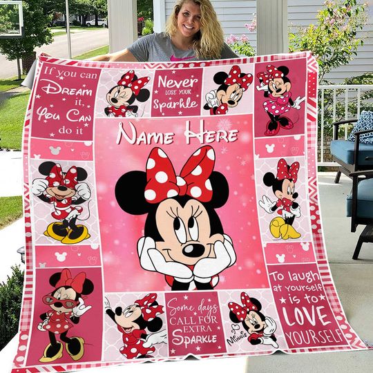 Personalized Disney Minnie Mouse Quilt Blanket