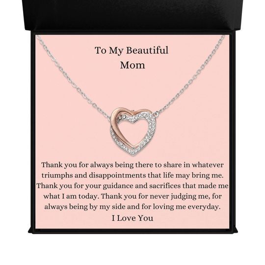 To My Beautiful Mom Twin Flames Twin Hearts Necklace