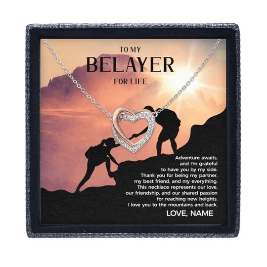 Personalized Necklace Gift for Climbing Partner, Best Belayer