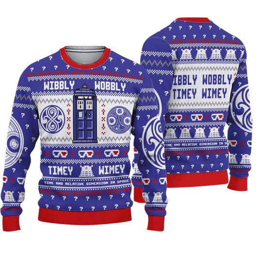 Doctor Who Wibbly Wobbly Doctor Who Ugly Sweater