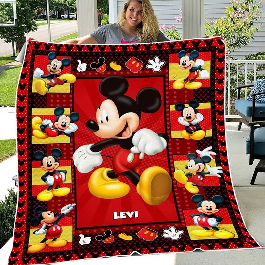 Personalized Mickey Mouse Quilt Blanket