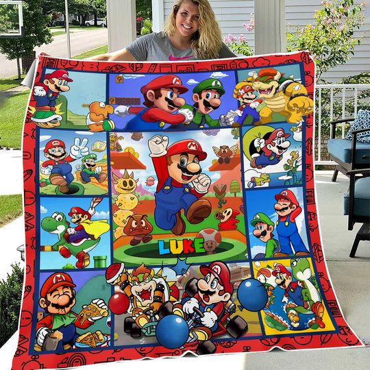 Super Mario Personalized Super Mario Fleece Blanket