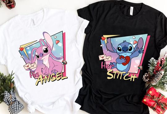 Disney Stitch and Angel Valentine Couple Shirt Unisex