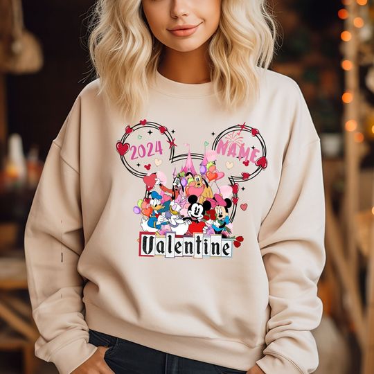 Personalized Disneyland Castle Mickey And Friends Valentine Sweatshirt
