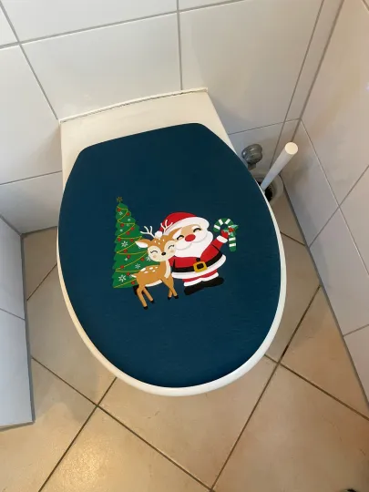 Toilet lid cover, toilet cover, toilet pull, toilet cover: Santa Claus