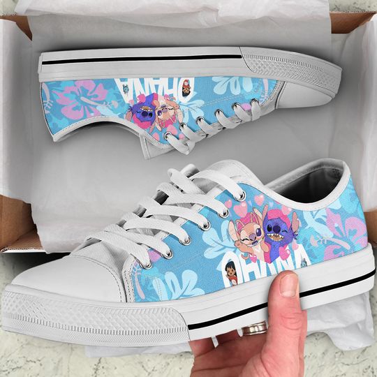 Stitch and Angel Low Top Sneaker, Custom Shoes
