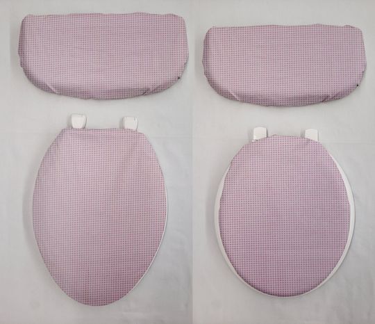 Pink & White Checked Gingham Toilet Seat Lid Cover
