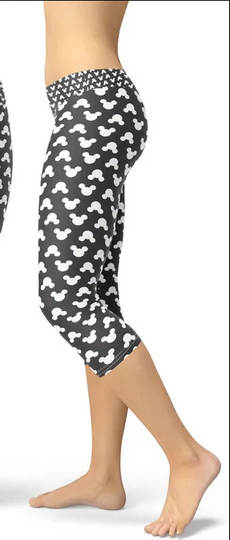 Mouse Ears Polka Dots Leggings in Black Yoga Leggings, Disney Yoga Leggings