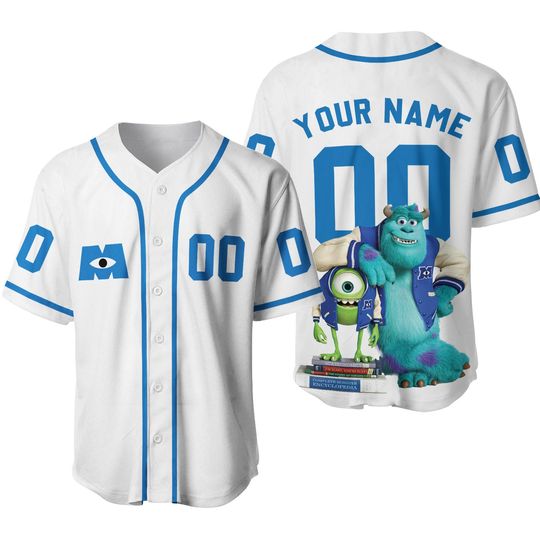 Personalized Disney Monsters University Blue And White Jersey