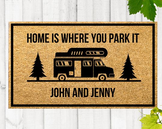 Personalized Camping Doormat, Custom RV Door Mat, Coir Welcome Mat For A Campsite