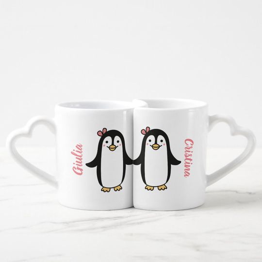 Cartoon cute penguins Mrs and Mrs pride Coffee Mug Set