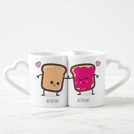 Peanut Butter and Jelly Couples Coffee Mug Set