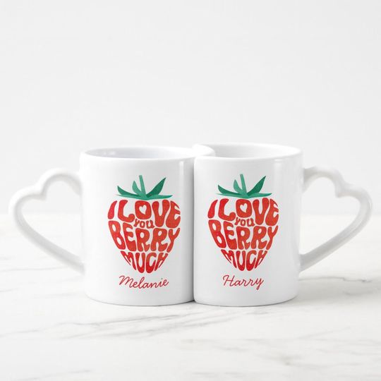 I Love You Berry Much Valentine Funny Strawberry Coffee Mug Set