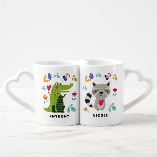 Funny Animals in Love Valentine's Day Gift  Coffee Mug Set