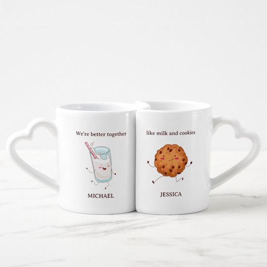Milk and Cookies Cute Couple Funny Valentine's Day Coffee Mug Set