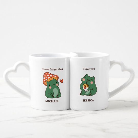 Frog Pun Cute Couple in Love Funny Valentine's Day Coffee Mug Set