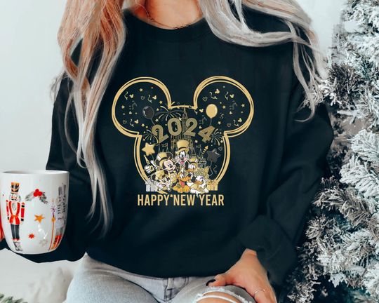 Vintage Mickey And Friends Happy New Year 2024 Shirt, Disney New Year's Eve Party T-shirt