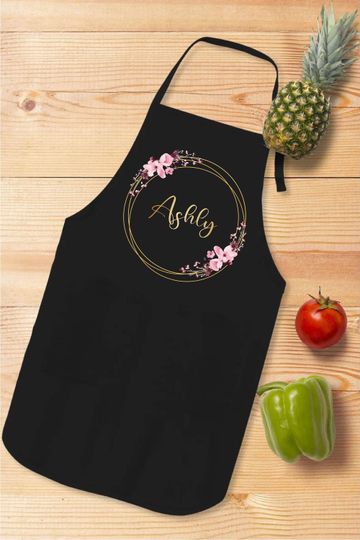 Customized Floral Apron,Personalized Apron,Cooking Birthday Gift