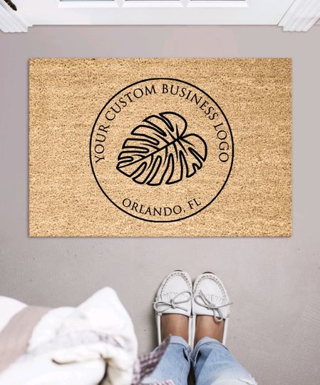 Custom Business Logo Door Mat - Your Text Here - Personalized Doormat