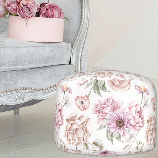 Chic Floral all-over pattern Round Pouf
