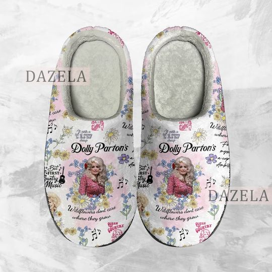 Dolly Parton Cozy Unisex Winter Slippers, Dolly Parton Winter Shoes