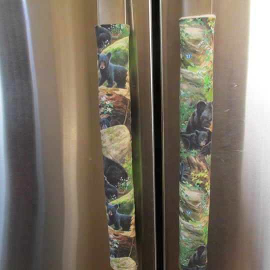 Black Bear Refrigerator Handle Covers, Appliance Handle Covers