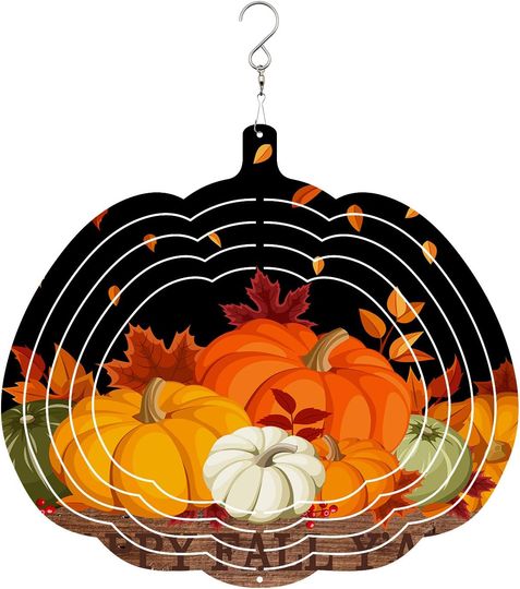 Wind Spinners Outdoor for Yard and Garden Hanging Decoration, Wind Spinner Pumpkin Autumn Fall Thanksgiving