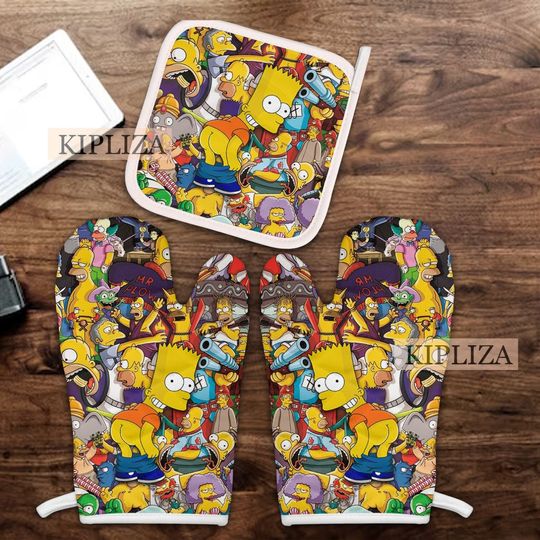 The Simpsons Family Combo 2 Oven Mitts and 1 Pot Holder Set