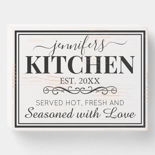 Personalized Rustic Kitchen Farmhouse Wooden Box Sign