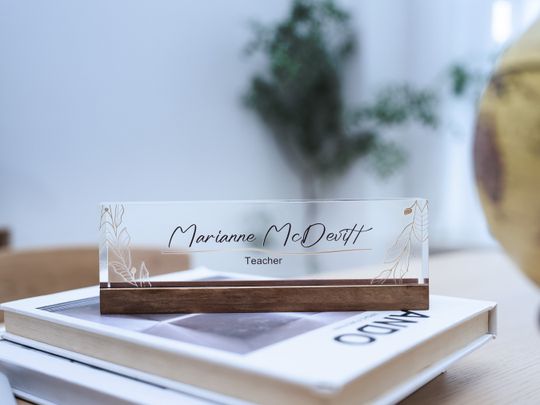 Personalized acrylic name plate, custom office decor nameplate sign