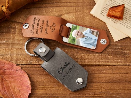 Personalized Photo Keychain For Dad Man Accessory Leather Keychain With Photo Keychain Gifts