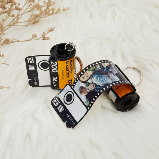 Personalized Memory Film Roll Keychain, Camera Film Roll Keyring, Photo Gift