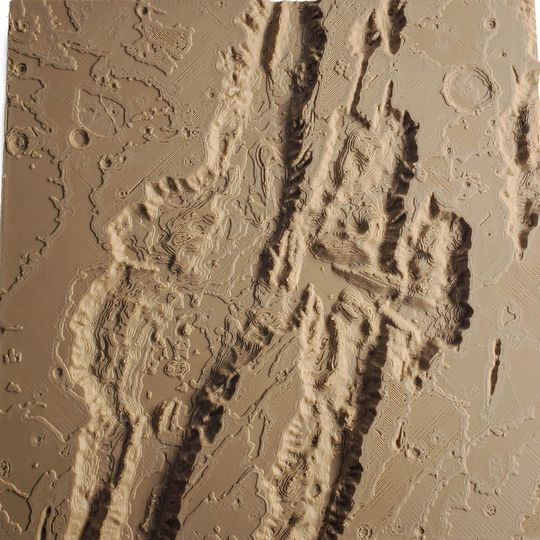 Mars 3D Topography Model of Valles Marineris  - One of the Largest Canyons in the Solar System  (scale of 12.5 million:1 or 1 cm = 125 km)