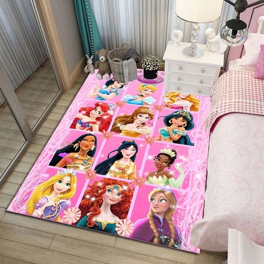 Disney's Princess Carpet,Halloween Carpet, Stitch Scream Holding Balloons Rug, Disney's Princess Rug, Family Hoodie, Gift for Kids, Birthday