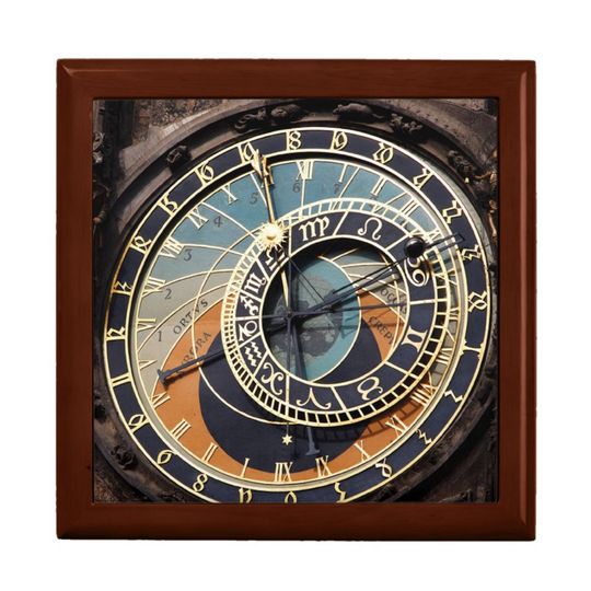 Astronomical Clock In Prague Wooden Jewelry Keepsake Box
