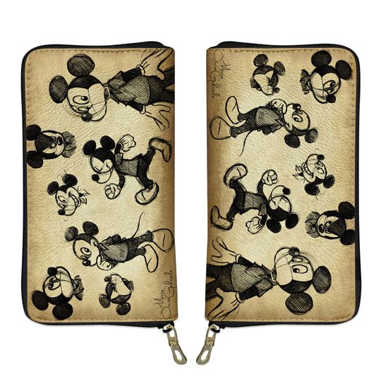 Mickey Mouse, Walt Disney Sketches, Disney Zipper Wallet