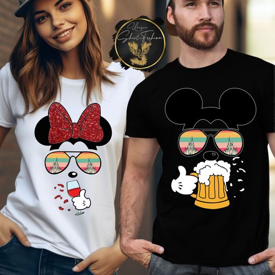 Disney Mickey And Minnie Beer Drinking Shirt