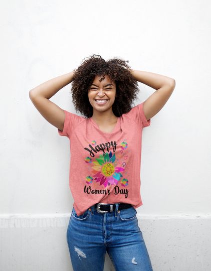 Happy Women's Day Colorful Floral T-Shirt
