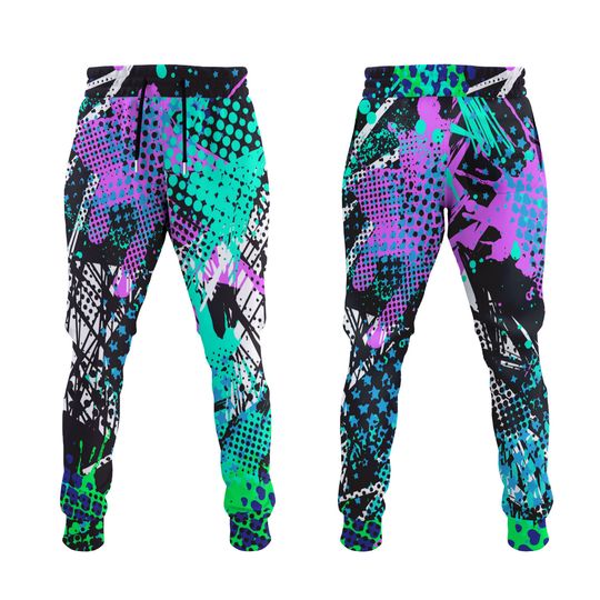 Electric Avenue Abstract Pastel EDM Rave Festival Joggers