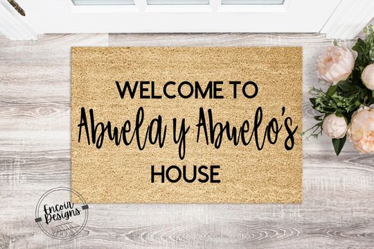 Welcome to Abuela Y Abuelo's House Doormat, Custom Welcome Mat, Funny Doormat, Welcome Mat