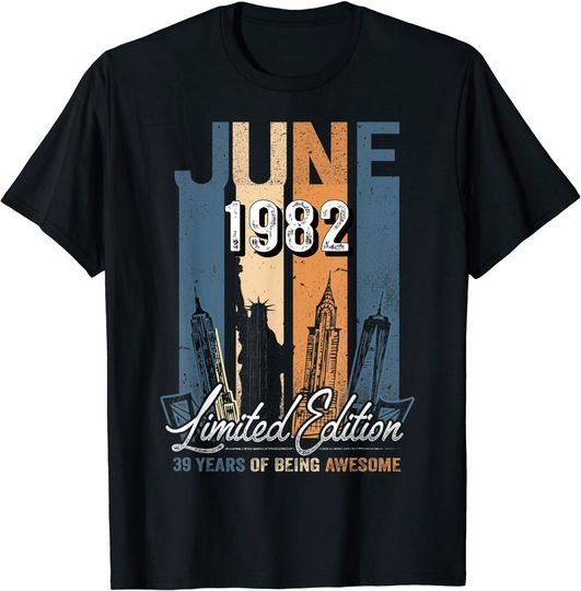 Vintage 39th birthday June 1982 39 Year Quarantine Birthday T-Shirt
