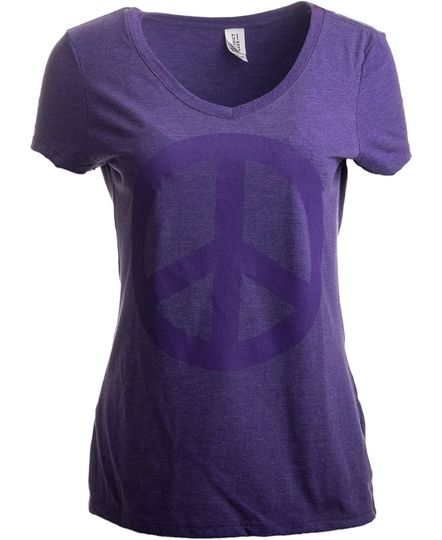 Peace Sign | Cute, Cool Retro Hippy Positive Happy Yoga T-shirt For Women