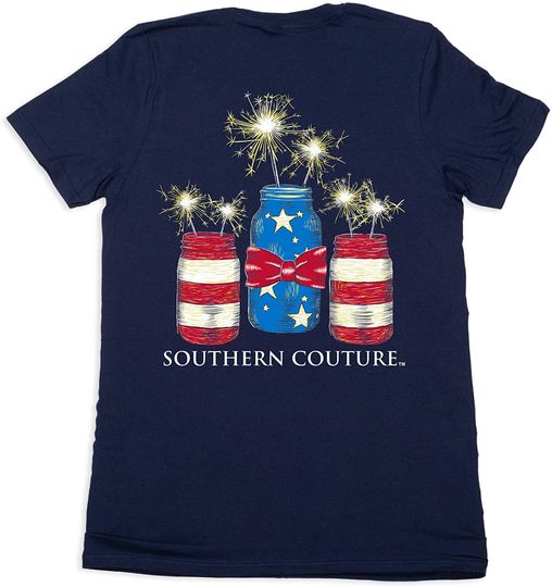 Southern Couture SC Classic Mason Jar Sparklers Womens Classic Fit T-Shirt - Navy