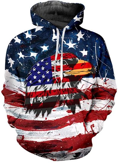 Us American Flag Hoodie for Men Women Cool Sweatshirts Pullover Hoodie with Designs