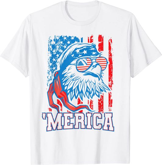 Bald Eagle American Flag Patriotic USA 4th of July T-Shirt