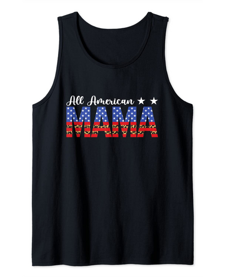 All American Mama Leopard American Flag 4th of July Tank Top